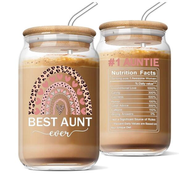 Best Aunt Ever Glass Mug, 16 Oz Glass - Picture 1 of 7